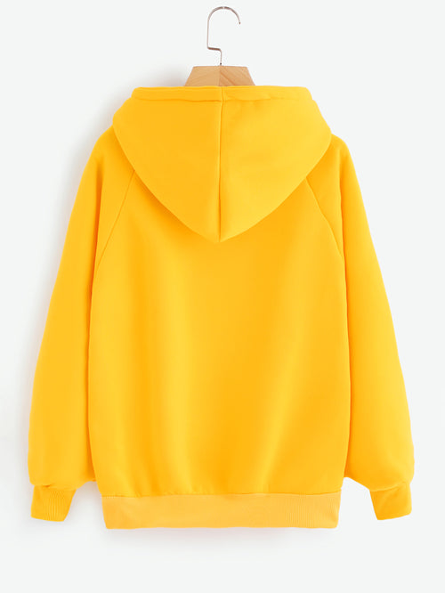 Raglan Sleeve Kangaroo Pocket Hoodie -  Lovely Dealz