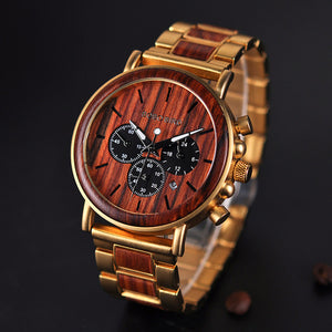 Gold Watch Men Luxury Brand Wooden -  Lovely Dealz 