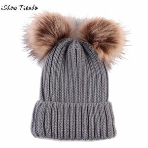 Baby Hats Newborn Cute Winter Knitting Solid Dual -  Lovely Dealz 