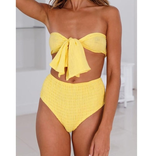 Enchanting Women Bikini Solid Bowknot Bikini Sets -  Lovely Dealz 