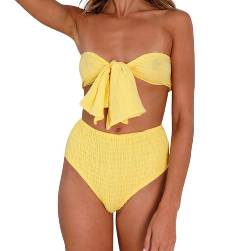Enchanting Women Bikini Solid Bowknot Bikini Sets -  Lovely Dealz 