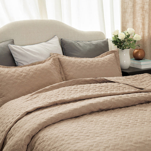 Camel color Quilt Set Bedspread Bed -  Lovely Dealz 