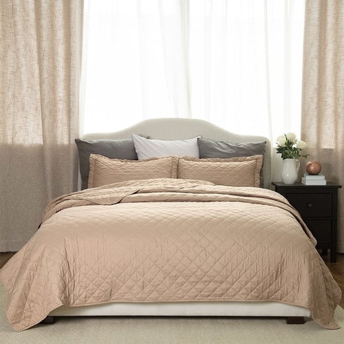 Quilt Set Camel Pattern Bedspread Bed -  Lovely Dealz 