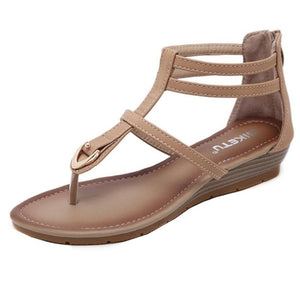 Women Sandals Summer PU Leather Buckle Simple -  Lovely Dealz 
